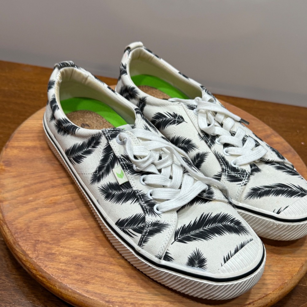 CARIUMA Sneakers Palm Leaf‎ Print Lace Up Low Top Canvas Shoes men 11.5 Women 13